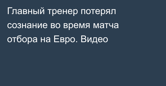 Главный тренер потерял сознание во время матча отбора на Евро. Видео