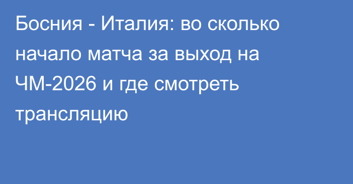 Босния - Италия: во сколько начало матча за выход на ЧМ-2026 и где смотреть трансляцию