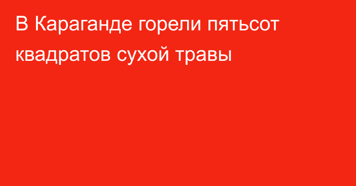 В Караганде горели пятьсот квадратов сухой травы