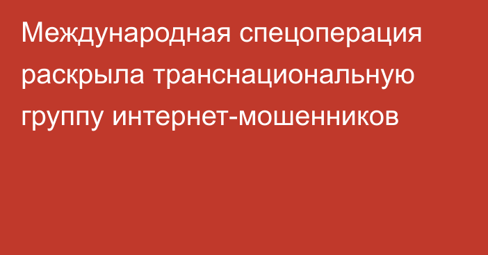 Международная спецоперация раскрыла транснациональную группу интернет-мошенников
