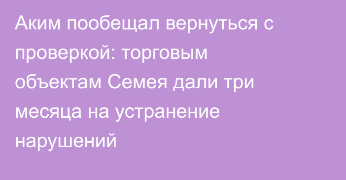 Аким пообещал вернуться с проверкой: торговым объектам Семея дали три месяца на устранение нарушений