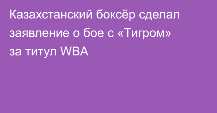Казахстанский боксёр сделал заявление о бое с «Тигром» за титул WBA
