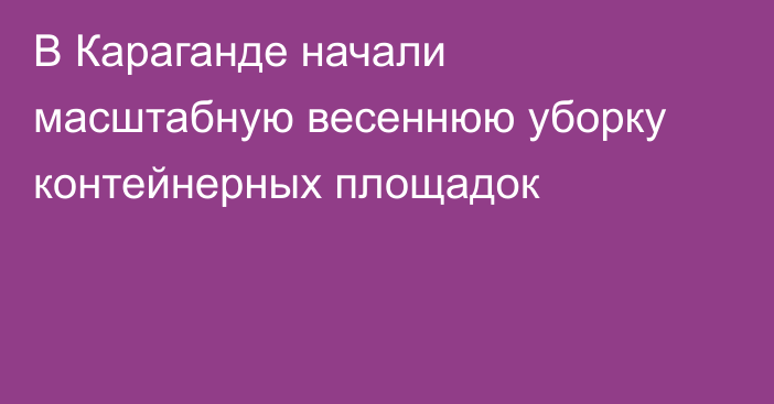 В Караганде начали масштабную весеннюю уборку контейнерных площадок