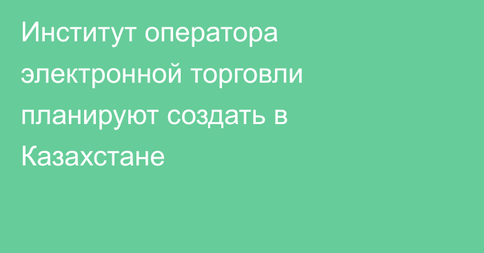 Институт оператора электронной торговли планируют создать в Казахстане