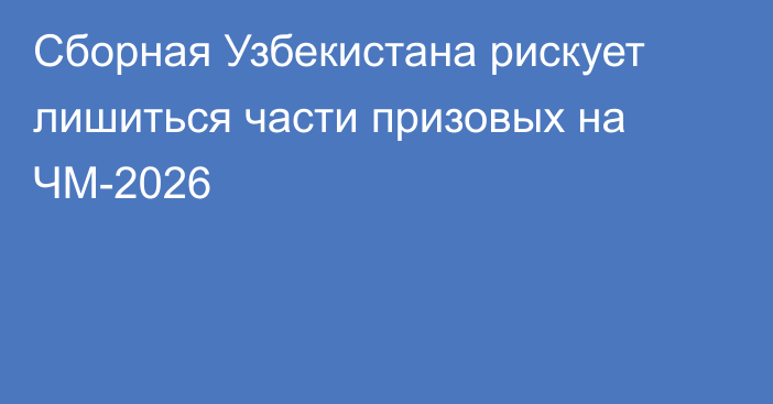 Сборная Узбекистана рискует лишиться части призовых на ЧМ-2026