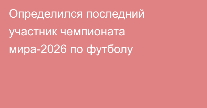 Определился последний участник чемпионата мира-2026 по футболу