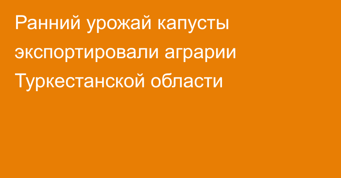 Ранний урожай капусты экспортировали аграрии Туркестанской области