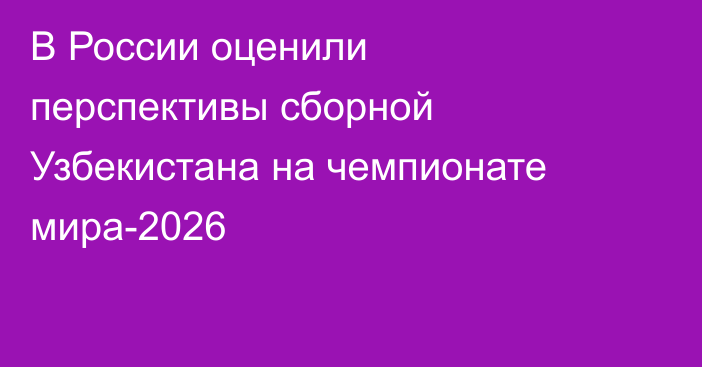 В России оценили перспективы сборной Узбекистана на чемпионате мира-2026