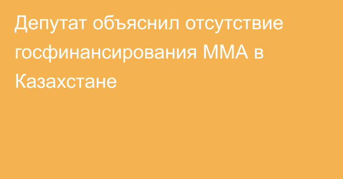 Депутат объяснил отсутствие госфинансирования ММА в Казахстане
