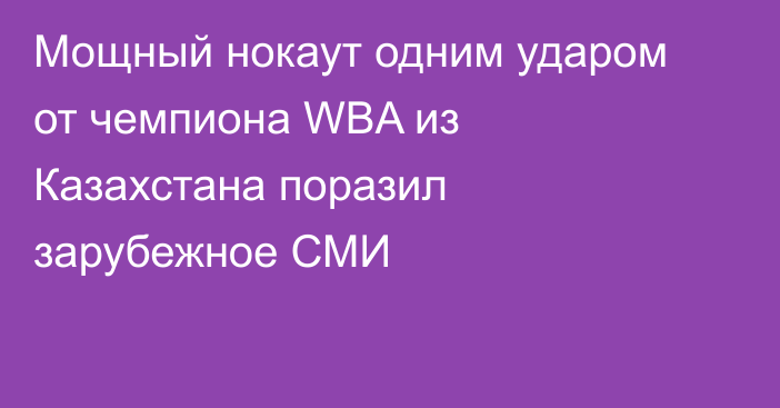 Мощный нокаут одним ударом от чемпиона WBA из Казахстана поразил зарубежное СМИ