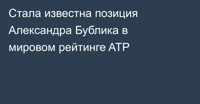 Стала известна позиция Александра Бублика в мировом рейтинге ATP