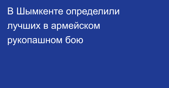 В Шымкенте определили лучших в армейском рукопашном бою