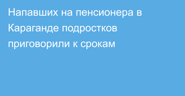 Напавших на пенсионера в Караганде подростков приговорили к срокам