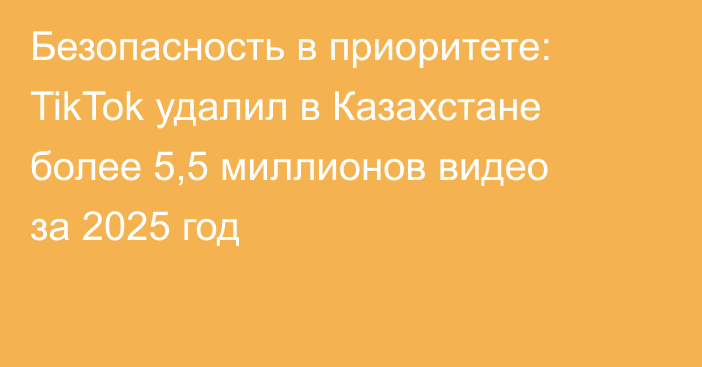 Безопасность в приоритете: TikTok удалил в Казахстане более 5,5 миллионов видео за 2025 год
