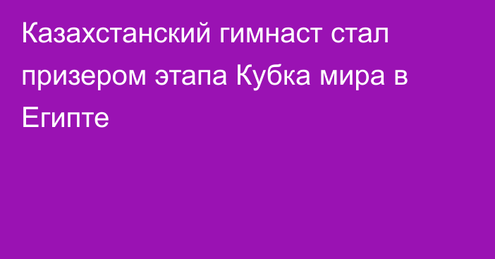 Казахстанский гимнаст стал призером этапа Кубка мира в Египте