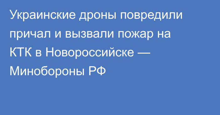 Украинские дроны повредили причал и вызвали пожар на КТК в Новороссийске — Минобороны РФ