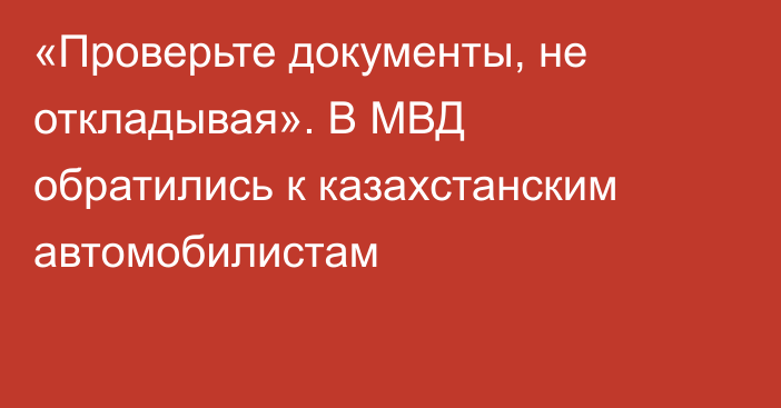«Проверьте документы, не откладывая». В МВД обратились к казахстанским автомобилистам
