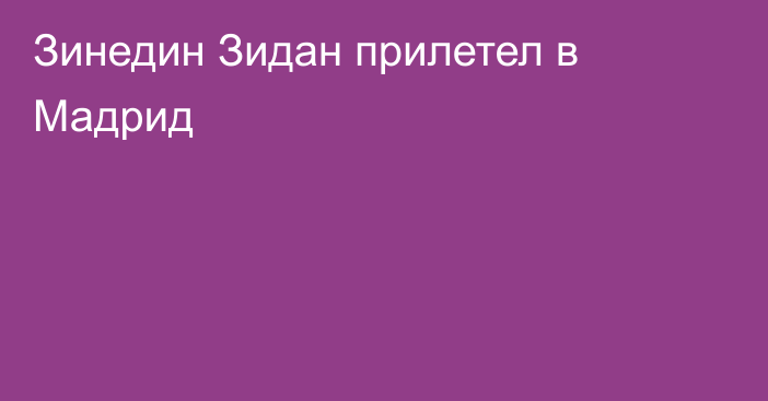Зинедин Зидан прилетел в Мадрид