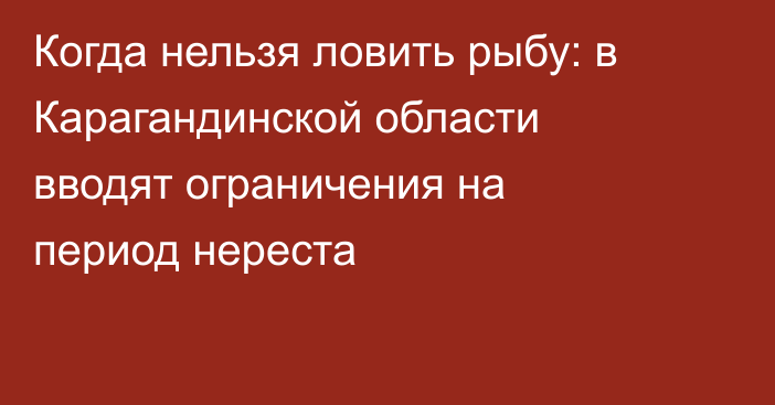 Когда нельзя ловить рыбу: в Карагандинской области вводят ограничения на период нереста