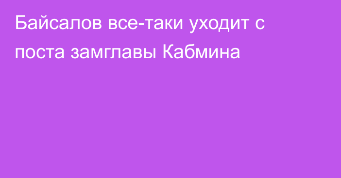 Байсалов все-таки уходит с поста замглавы Кабмина 