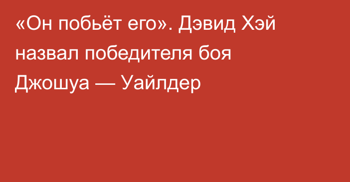«Он побьёт его». Дэвид Хэй назвал победителя боя Джошуа — Уайлдер