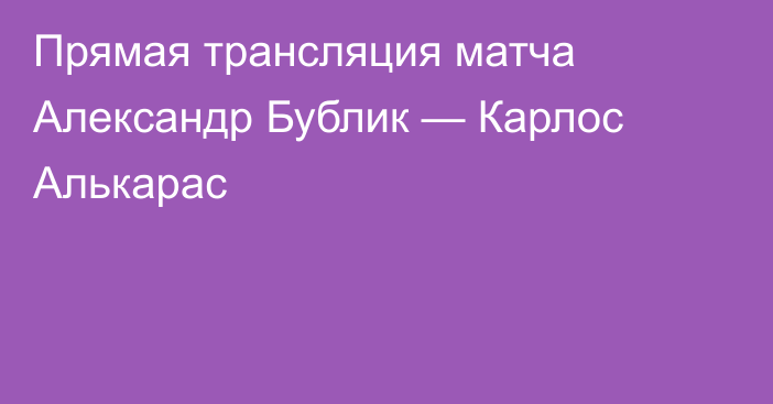Прямая трансляция матча Александр Бублик — Карлос Алькарас