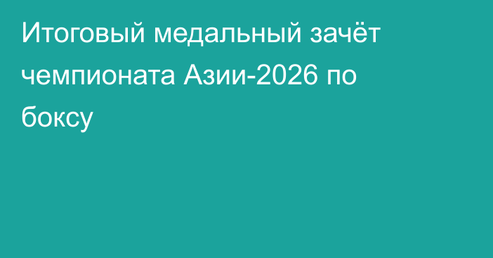 Итоговый медальный зачёт чемпионата Азии-2026 по боксу