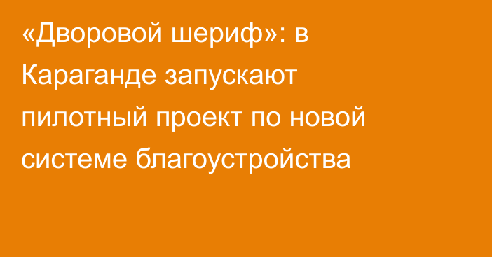 «Дворовой шериф»: в Караганде запускают пилотный проект по новой системе благоустройства