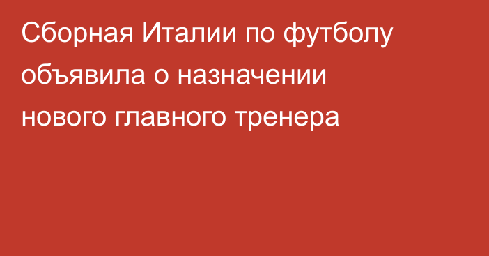 Сборная Италии по футболу объявила о назначении нового главного тренера