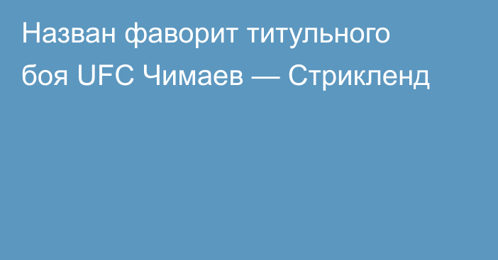 Назван фаворит титульного боя UFC Чимаев — Стрикленд