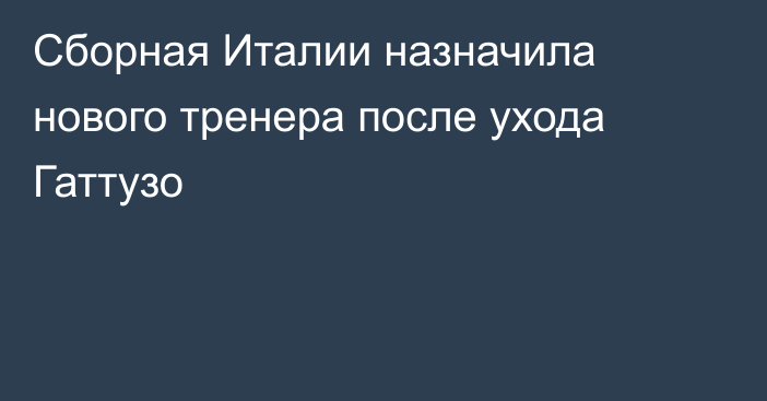 Сборная Италии назначила нового тренера после ухода Гаттузо