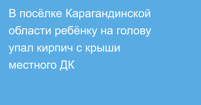 В посёлке Карагандинской области ребёнку на голову упал кирпич с крыши местного ДК