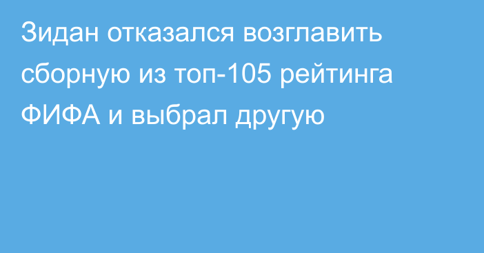 Зидан отказался возглавить сборную из топ-105 рейтинга ФИФА и выбрал другую