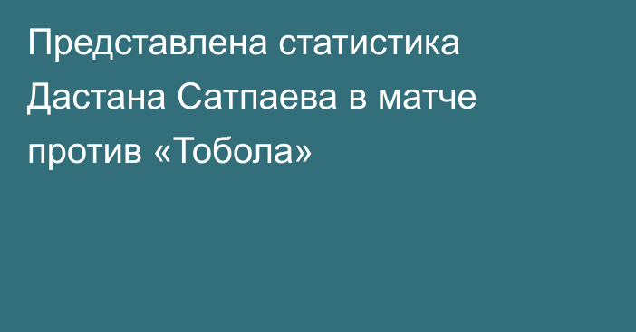Представлена статистика Дастана Сатпаева в матче против «Тобола»