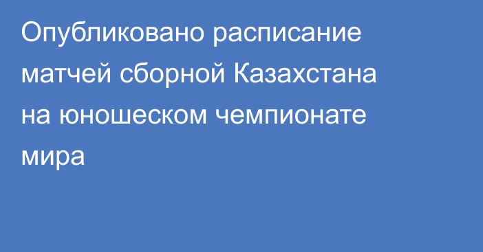 Опубликовано расписание матчей сборной Казахстана на юношеском чемпионате мира