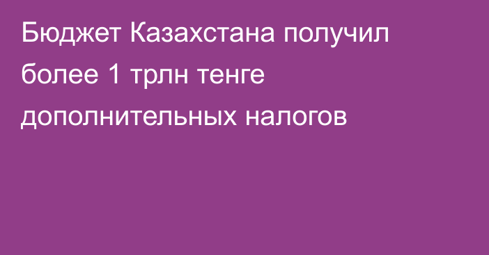 Бюджет Казахстана получил более 1 трлн тенге дополнительных налогов