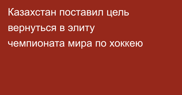 Казахстан поставил цель вернуться в элиту чемпионата мира по хоккею
