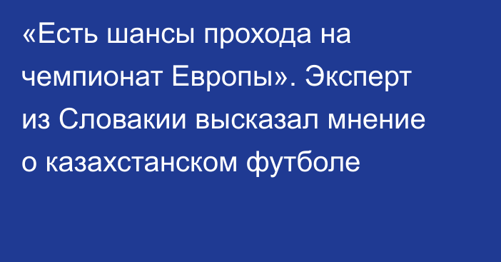 «Есть шансы прохода на чемпионат Европы». Эксперт из Словакии высказал мнение о казахстанском футболе