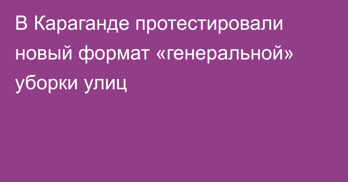 В Караганде протестировали новый формат «генеральной» уборки улиц
