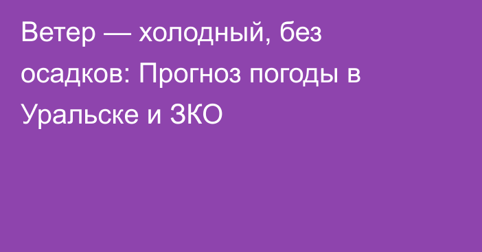 Ветер — холодный, без осадков: Прогноз погоды в Уральске и ЗКО