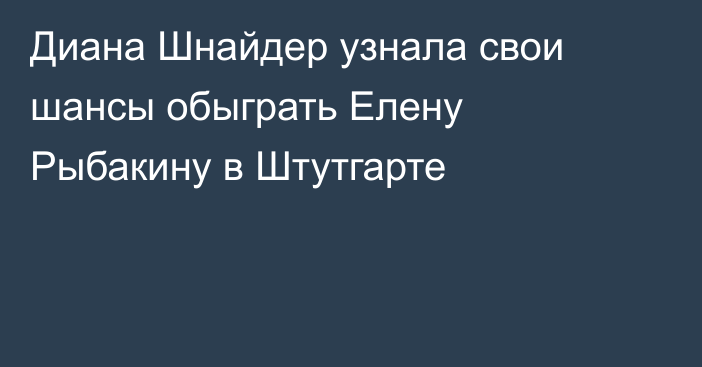 Диана Шнайдер узнала свои шансы обыграть Елену Рыбакину в Штутгарте