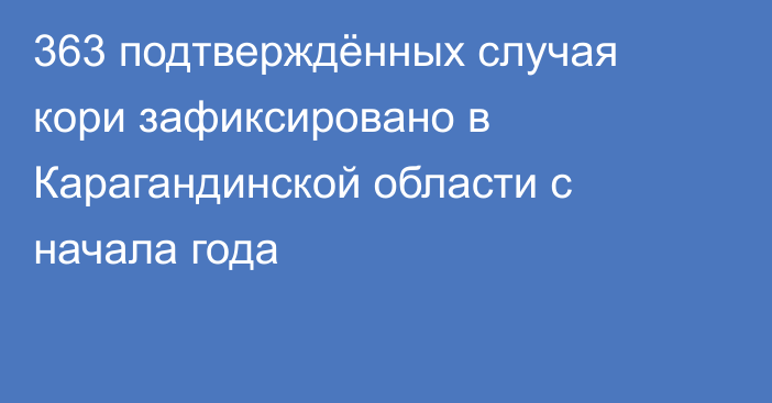 363 подтверждённых случая кори зафиксировано в Карагандинской области с начала года