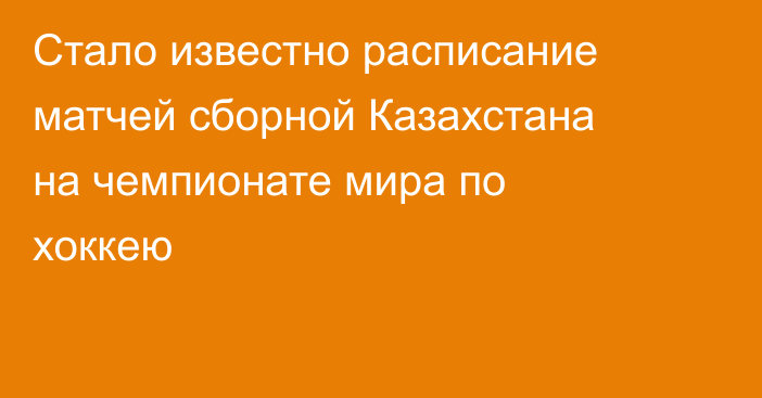 Стало известно расписание матчей сборной Казахстана на чемпионате мира по хоккею