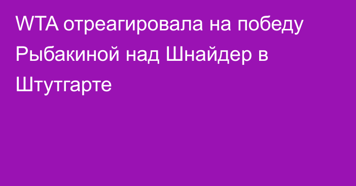 WTA отреагировала на победу Рыбакиной над Шнайдер в Штутгарте