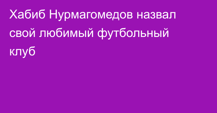 Хабиб Нурмагомедов назвал свой любимый футбольный клуб