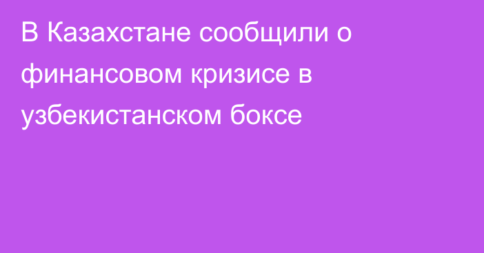 В Казахстане сообщили о финансовом кризисе в узбекистанском боксе