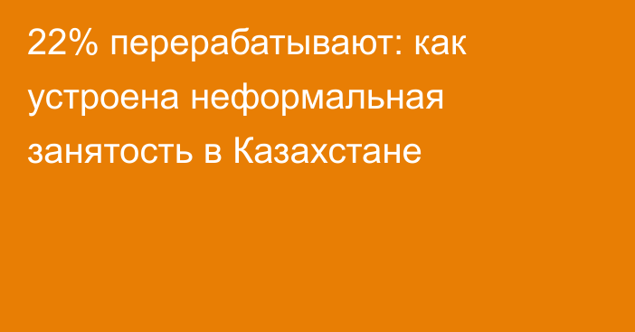 22% перерабатывают: как устроена неформальная занятость в Казахстане