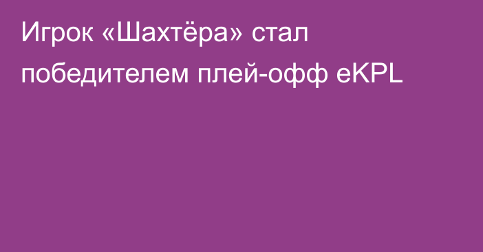 Игрок «Шахтёра» стал победителем плей-офф eKPL