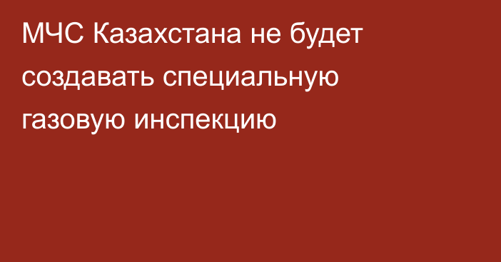 МЧС Казахстана не будет создавать специальную газовую инспекцию
