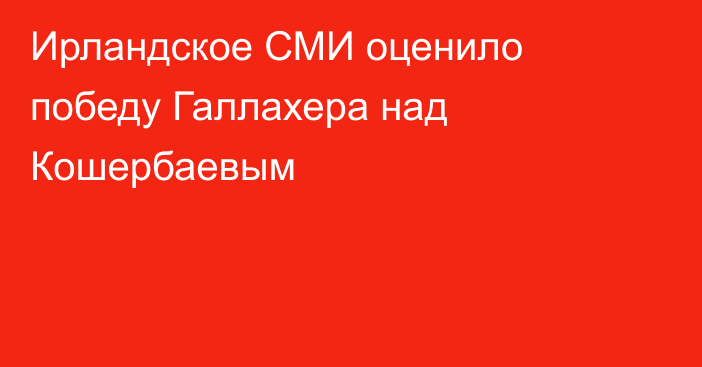 Ирландское СМИ оценило победу Галлахера над Кошербаевым
